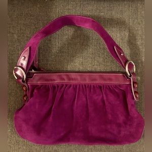 Dolce & Gabbana purple suede shoulder clutch